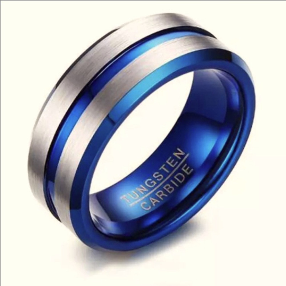 Tungsten Carbide blue line Ring for Men
